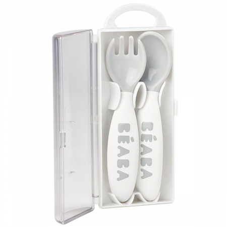 Set lingurita si furculita ergonomica Beaba Grey [1]