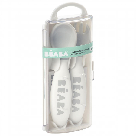 Set lingurita si furculita ergonomica Beaba Grey [2]