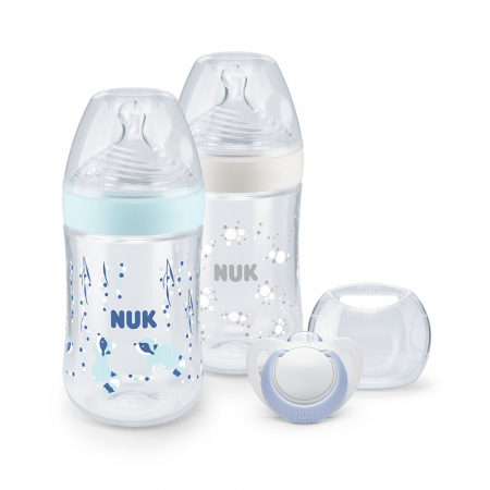 Set Nuk Nou Nascut Nature Sense Start Twin cu Control Temperatura Bleu [0]