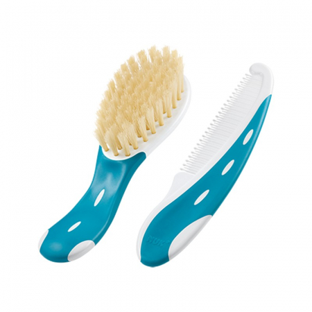 Produse pentru baie - Set Nuk perie par natural si piepten Bleu