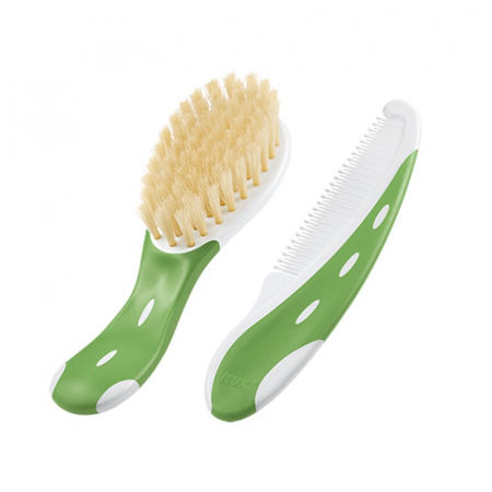 Produse pentru baie - Set Nuk perie par natural si piepten Verde
