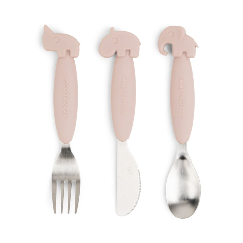 Masa bebelusului - Set tacamuri Done by Deer Easy-grip Deer Friends Powder