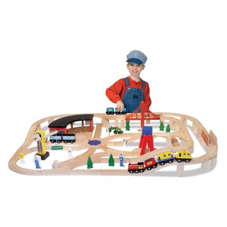 Set Trenulet din lemn cu depou Melissa and Doug [0]