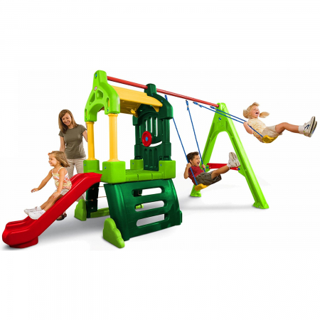 Jucarii de exterior - Spatiu de joaca cu tobogan si leagan Little Tikes Clubhouse