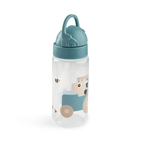 Cani si pahare - Sticla cu pai pentru copii Done by Deer Tiny Farm Albastru 350 ml