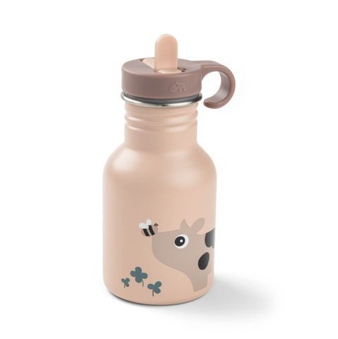 Cani si pahare - Sticla din inox pentru copii Done by Deer Tiny Farm Roz Pudra 350 ml