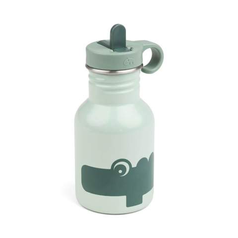 Cani si pahare - Sticla metalica cu pai Done by Deer Croco Green 350 ml