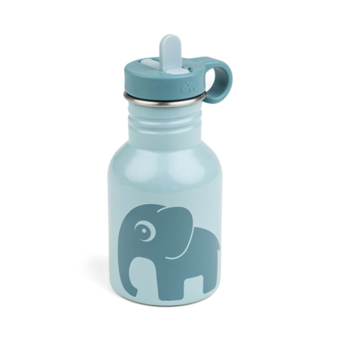 Cani si pahare - Sticla metalica cu pai Done by Deer Elphee Blue 350 ml