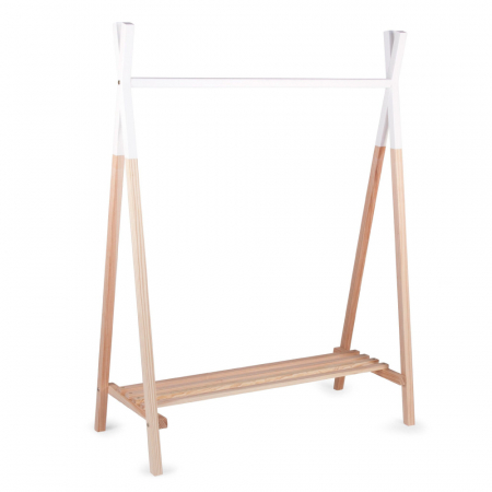 Mobilier camera copii - Suport haine Tipi Childhome 107x48x137 cm, Lemn Natural/Alb