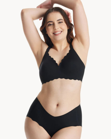 Lenjerie mamici - Sutien alaptare floral fara cusaturi cu sustinere Momcozy YN46 Black S
