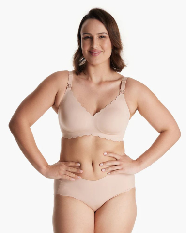 Lenjerie mamici - Sutien alaptare floral fara cusaturi cu sustinere Momcozy YN46 Skin S