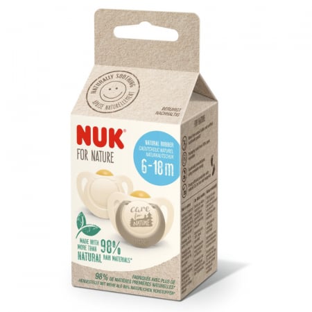 Suzeta Nuk for Nature Latex M2, 6-18 luni, Set 2 Bucati, Crem [0]