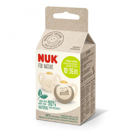 Suzeta Nuk for Nature Latex M3, 18-36 luni, Set 2 Bucati, Crem [0]