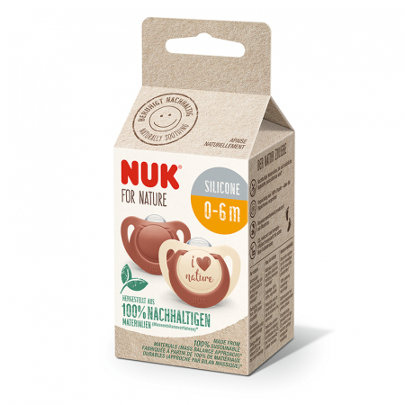 Biberoane tetine suzete - Suzeta Nuk for Nature Silicon M1, 0-6 luni, Set 2 Bucati, Rosu