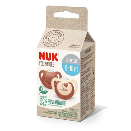 Biberoane tetine suzete - Suzeta Nuk for Nature Silicon M2, 6-18 luni, Set 2 Bucati, Rosu