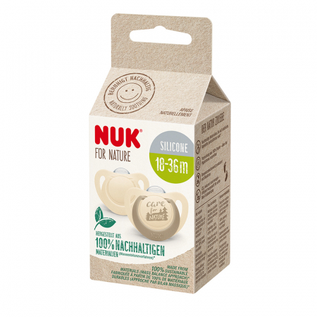 Biberoane tetine suzete - Suzeta Nuk for Nature Silicon M3, 18-36 luni, Set 2 Bucati, Crem