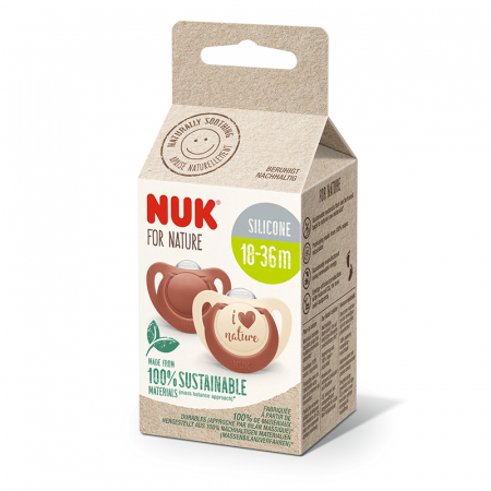 Biberoane tetine suzete - Suzeta Nuk for Nature Silicon M3, 18-36 luni, Set 2 Bucati, Rosu