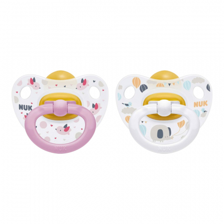 Suzeta Nuk Happy Kids Latex M1, 0-6 luni, Set 2 Bucati, Roz [0]