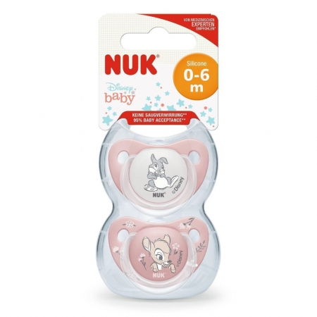 Suzeta Nuk Disney Bambi Silicon M, 0-6 luni, Set 2 Bucati [1]