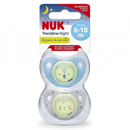 Suzeta Nuk Night-Day Silicon M2, 6-18 luni, Set 2 Bucati, Bleu [1]