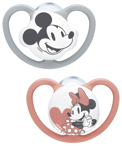Masa bebelusului - Suzeta NUK Space Disney Mickey Daisy Silicon M2 6-18 luni, Set 2 bucati