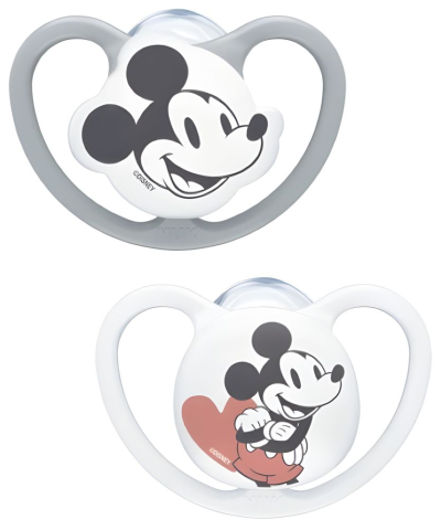Masa bebelusului - Suzeta NUK Space Disney Mickey Silicon M2 6-18 luni, Set 2 bucati