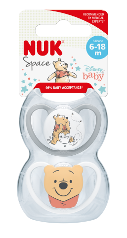Biberoane tetine suzete - Suzeta Nuk Space Disney Winnie the Pooh Silicon 6-18 luni M2, Set 2 Bucati