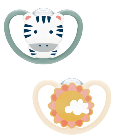 Biberoane tetine suzete - Suzeta Nuk Space Silicon M3 18-36 luni, Set 2 bucati, Zebra