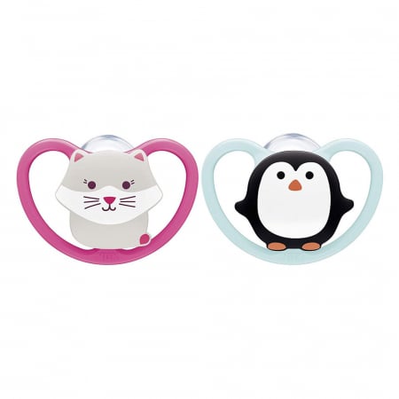 Suzeta Nuk Space Silicon M3 Rose 18-36  luni 2 Bucati Set [0]