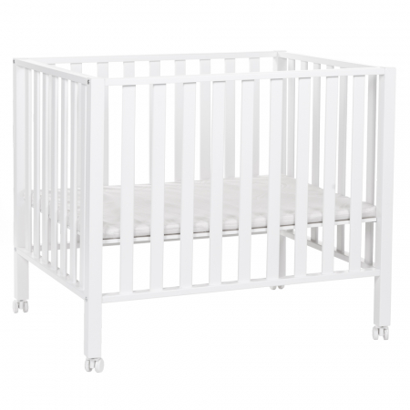 Camera copii si bebelusi - Tarc Childhome 94 cu roti 75x95 cm Lemn, Alb - Resigilat
