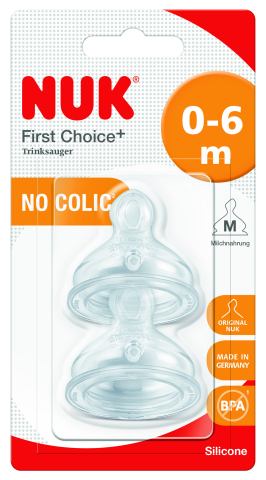 Biberoane tetine suzete - Tetina Silicon Nuk First Choice Plus, Orificiu Mediu, 2 Buc, 0 - 6 luni