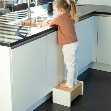 Treapta inaltator Childhome 35x23x18 cm Lemn Natural/Alb [4]