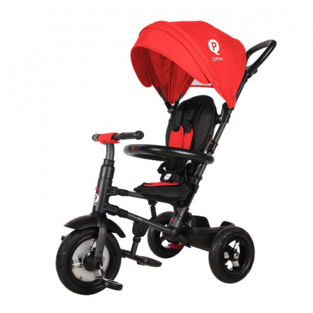 Tricicleta cu roti de cauciuc Qplay Rito Rubber Rosu [0]