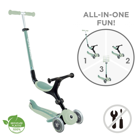La plimbare - Trotineta Globber GO UP ACTIVE ECOLOGIC 3 in 1 Verde Fistic