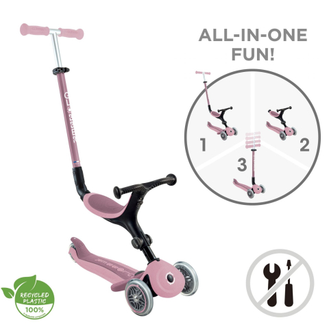La plimbare - Trotineta Globber GO UP ACTIVE ECOLOGIC 3 in 1 Roz Pal