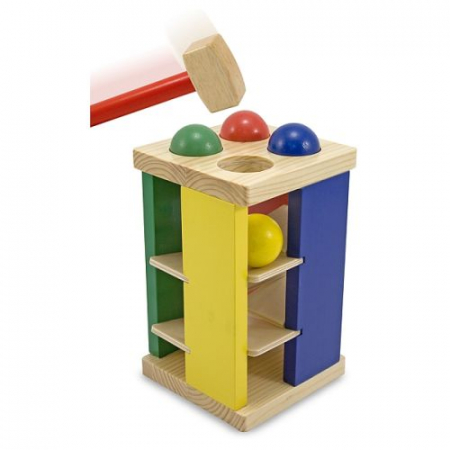 Turnul din lemn cu ciocan si bile Melissa and Doug [0]