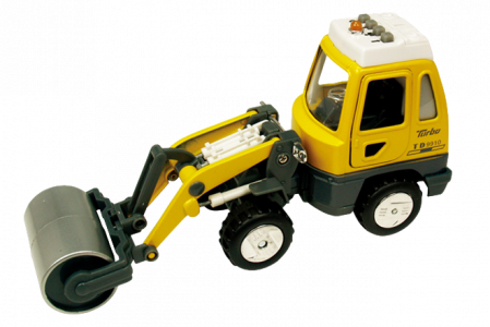 Masinute si motociclete - Utilaj de constructii de jucarie cu sunete si lumini, 16-18 cm, cilindru compactor - Goki