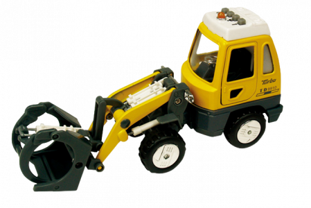 Jucarii si jocuri copii - Utilaj de constructii de jucarie cu sunete si lumini, 16-18 cm, incarcator frontal cu furci