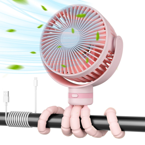 Accesorii transport copii - Ventilator portabil pentru carucior Momcozy Pink