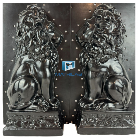 Matrite decoratiuni gradina - Matrita Leu statueta 60 cm H - set 2 bucati fata si spate